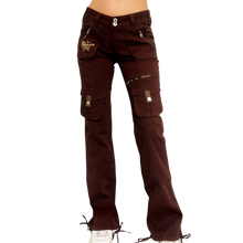 Load image into Gallery viewer, Brown Butterfly Cargo Pants