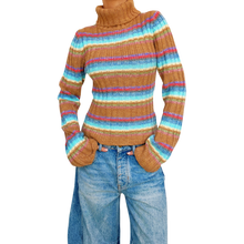 Load image into Gallery viewer, Early 2000s Chunky Striped Turtleneck