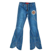 Load image into Gallery viewer, Early 2000s Beaded Sunflower Jeans