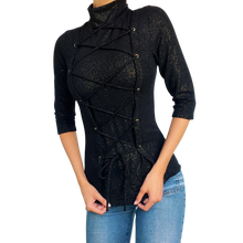 Load image into Gallery viewer, Vintage Sparkly Lace Up Top