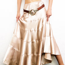Load image into Gallery viewer, Satin Champagne Tiered Maxi Skirt