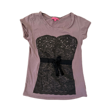 Load image into Gallery viewer, Early 2000s Rhinestone Corset Tee