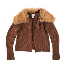 Load image into Gallery viewer, Chunky Knit Furry Collar Cardigan