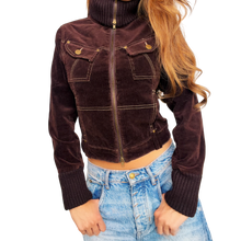 Load image into Gallery viewer, Dark Brown Corduroy Double Zip Jacket