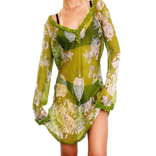 Load image into Gallery viewer, Sheer Silk Lime Green Mini Dress