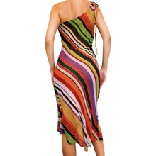 Load image into Gallery viewer, BCBG Colorful Striped One Shoulder Dress