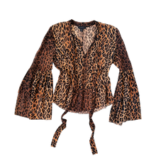 Load image into Gallery viewer, Saks Sheer Silk Leopard Blouse