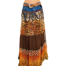 Load image into Gallery viewer, Vintage Funky Embellished Maxi Skirt & Leather Belt