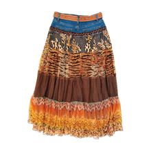 Load image into Gallery viewer, Vintage Funky Embellished Maxi Skirt & Leather Belt