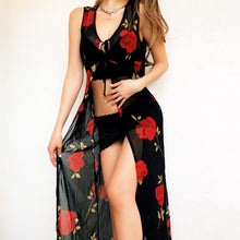 Load image into Gallery viewer, 90s Sheer Rose Print Duster