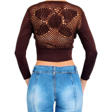 Load image into Gallery viewer, Brown Butterfly Crochet Cardi