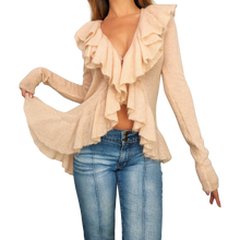 Load image into Gallery viewer, Peachy Pink Mohair Ruffle Cardigan