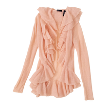 Load image into Gallery viewer, Peachy Pink Mohair Ruffle Cardigan