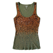Load image into Gallery viewer, Army Green Sequin Tank
