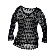 Load image into Gallery viewer, Black Beaded Crochet Top