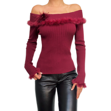 Load image into Gallery viewer, Furry Burgundy Silk Knit Top