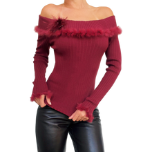 Load image into Gallery viewer, Furry Burgundy Silk Knit Top