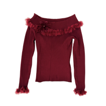 Load image into Gallery viewer, Furry Burgundy Silk Knit Top