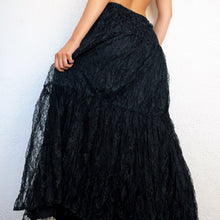 Load image into Gallery viewer, 90s Lacy Black Tiered Skirt