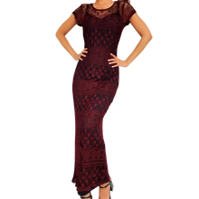 Load image into Gallery viewer, 90s Sheer Burgundy Maxi Dress
