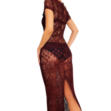 Load image into Gallery viewer, 90s Sheer Burgundy Maxi Dress