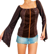 Load image into Gallery viewer, French Faux Suede Bell Sleeve Top