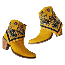 Load image into Gallery viewer, Dingo Mustard Yellow Suede Bandana Boots