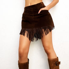 Load image into Gallery viewer, Vintage Fringy Leather Mini Skirt