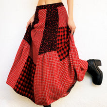 Load image into Gallery viewer, Red Patchwork Maxi Skirt