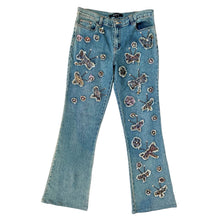 Load image into Gallery viewer, Beaded Butterfly Appliqué Jeans
