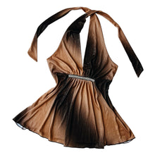 Load image into Gallery viewer, Brown & Tan Rhinestone Halter Top