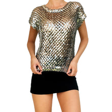 Load image into Gallery viewer, Vintage Silver Sequin Knit Top