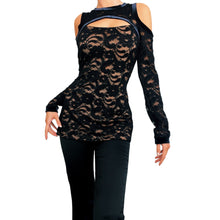 Load image into Gallery viewer, Lacy Black Cutout Top