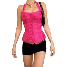 Load image into Gallery viewer, Frederick's Hot Pink Halter Corset