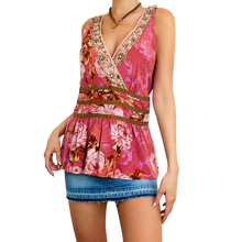 Load image into Gallery viewer, Pink Silk Embellished Top