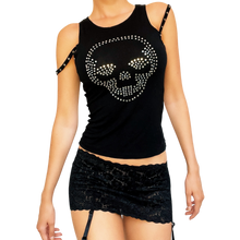 Load image into Gallery viewer, Vintage Rhinestone Skull Top
