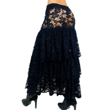 Load image into Gallery viewer, Risqué Tiered Lace Maxi Skirt