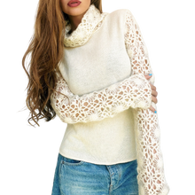 Load image into Gallery viewer, Creamy Intricate Crochet Sweater