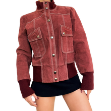 Load image into Gallery viewer, Vintage Brick Red Suede Bomber Jacket