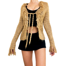 Load image into Gallery viewer, Vintage Fringy Tan Cardi