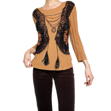 Load image into Gallery viewer, Beaded Western Boho Knit Top