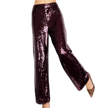 Load image into Gallery viewer, Burgundy Sequin Pants