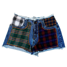 Load image into Gallery viewer, Vintage Plaid Denim Shorts