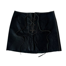Load image into Gallery viewer, Black Lace Up Leather Mini Skirt