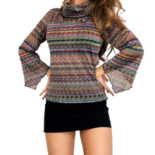 Load image into Gallery viewer, 90s Sheer Colorful Cowlneck Top