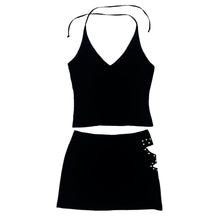 Load image into Gallery viewer, 90s Black Rhinestone Two Piece Set
