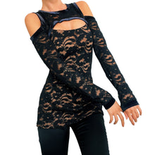Load image into Gallery viewer, Lacy Black Cutout Top