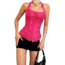 Load image into Gallery viewer, Frederick's Hot Pink Halter Corset