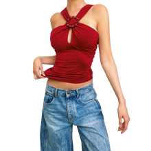 Load image into Gallery viewer, Deep Red Keyhole Top