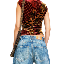 Load image into Gallery viewer, 90s Velvet Lace Up Top